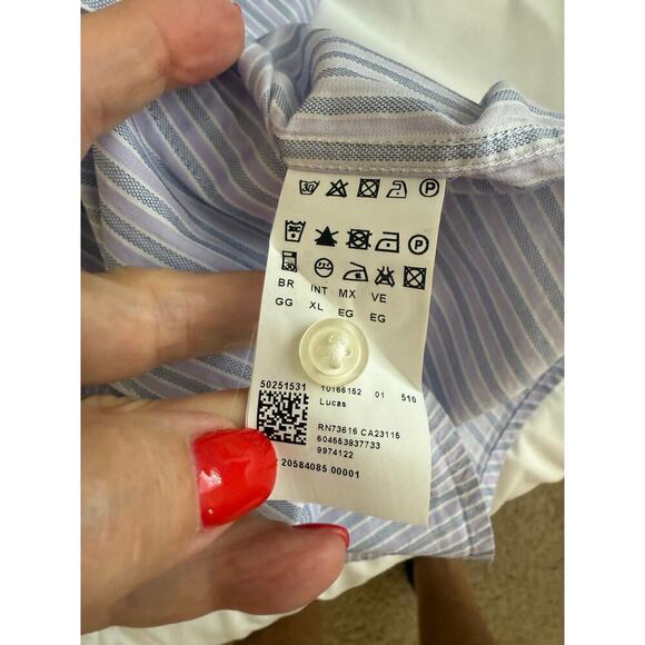 Hugo Boss dress shirt size XL Blue Pinstriped - Picture 7 of 8